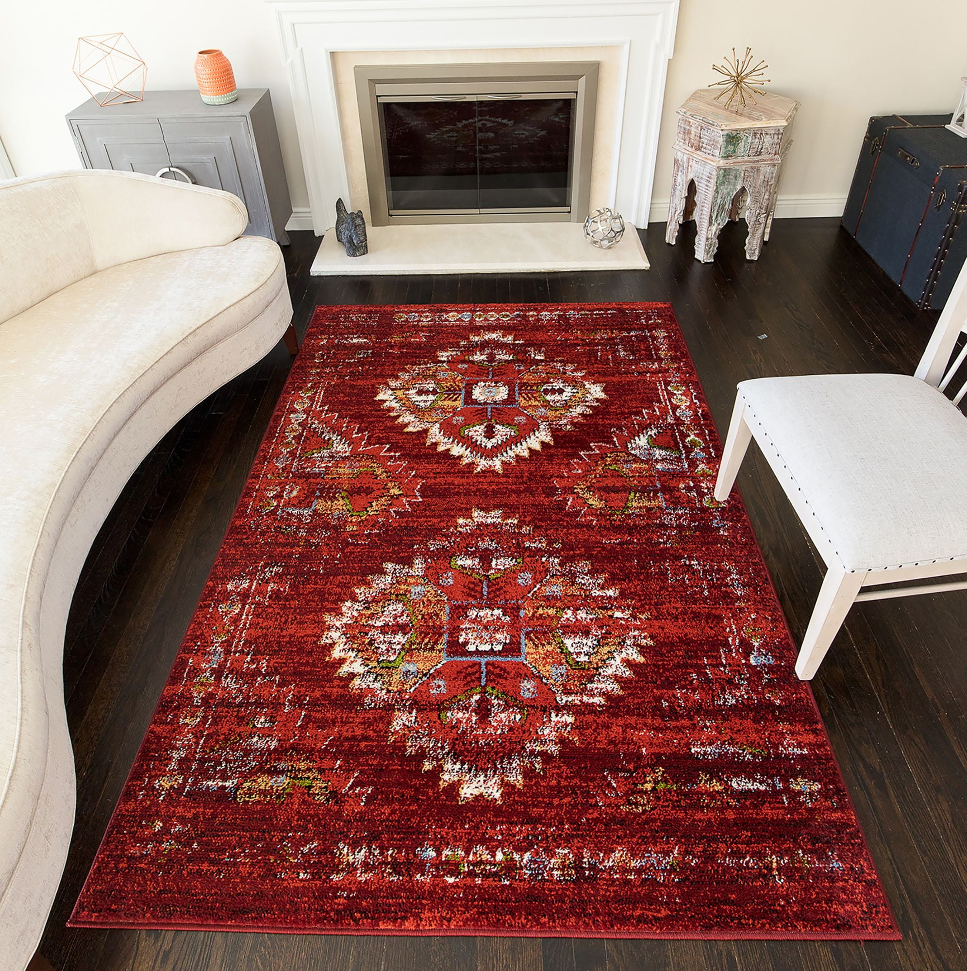 Rugs America Bradford KH40C Burnt Red Tribal Moroccan rust Area Rug, 9'x12'