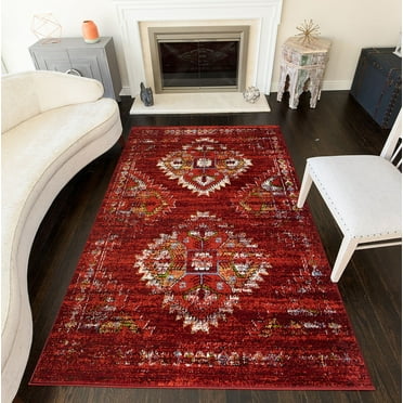 Rugs America Bradford KH40C Burnt Red Tribal Moroccan rust Area Rug, 9'x12'