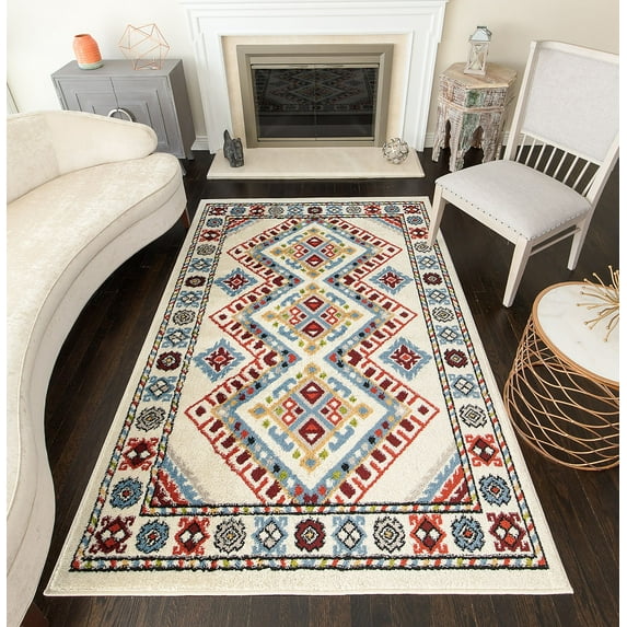 Rugs America Bradford KH50A Natural Beige Tribal Moroccan White Area Rug, 8'x10'