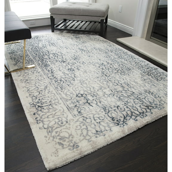 Rugs America Brighton Collection Faded Blue BH200A Transitional Oriental Area Rug 2'3" x 8'