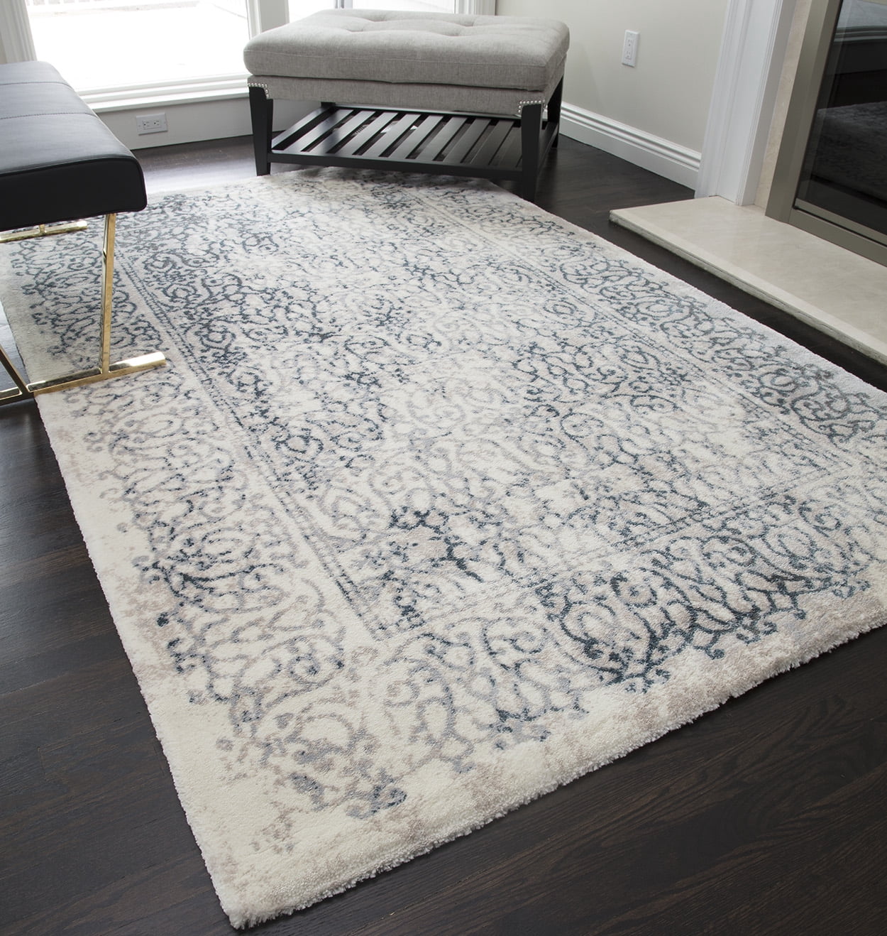 Rugs America Brighton Collection Faded Blue BH200A Transitional Oriental Area Rug 5' x 8'