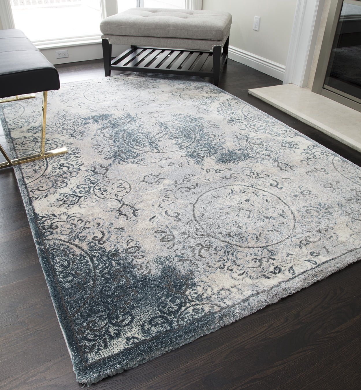 Rugs America Brighton Collection Shades Of Slate BH300A Transitional Oriental Area Rug 8' x 10'