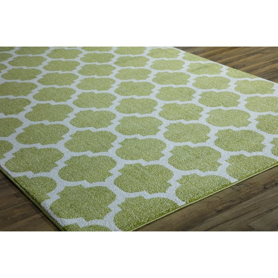 Rugs America Brooklyn Collection Green Ivory BK100E Contemporary Geometric Area Rug 2'x2'11"