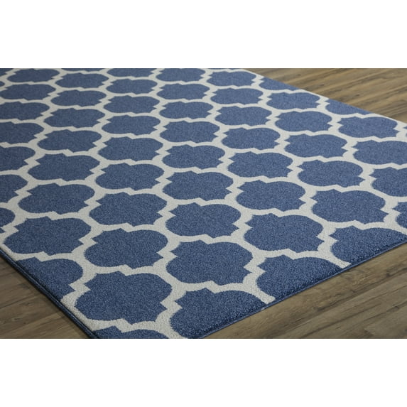 Rugs America Brooklyn Collection Navy Ivory BK100C Contemporary Geometric Area Rug 2'x2'11"