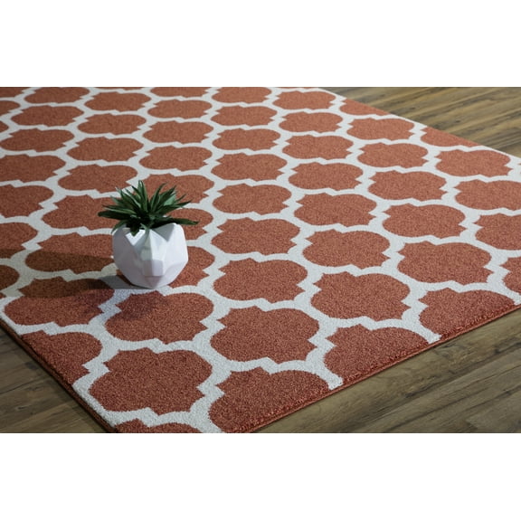 Rugs America Brooklyn Collection Terra Cotta Ivory BK100D Contemporary Geometric Area Rug 7'10"x10'10"