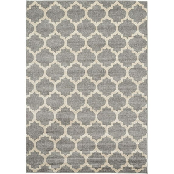 Rugs America Brooklyn Gray Ivory Modern Moroccan Trellis Area Rug 8' x 10' 8' x 10' Entryway, Kitchen, Bathroom