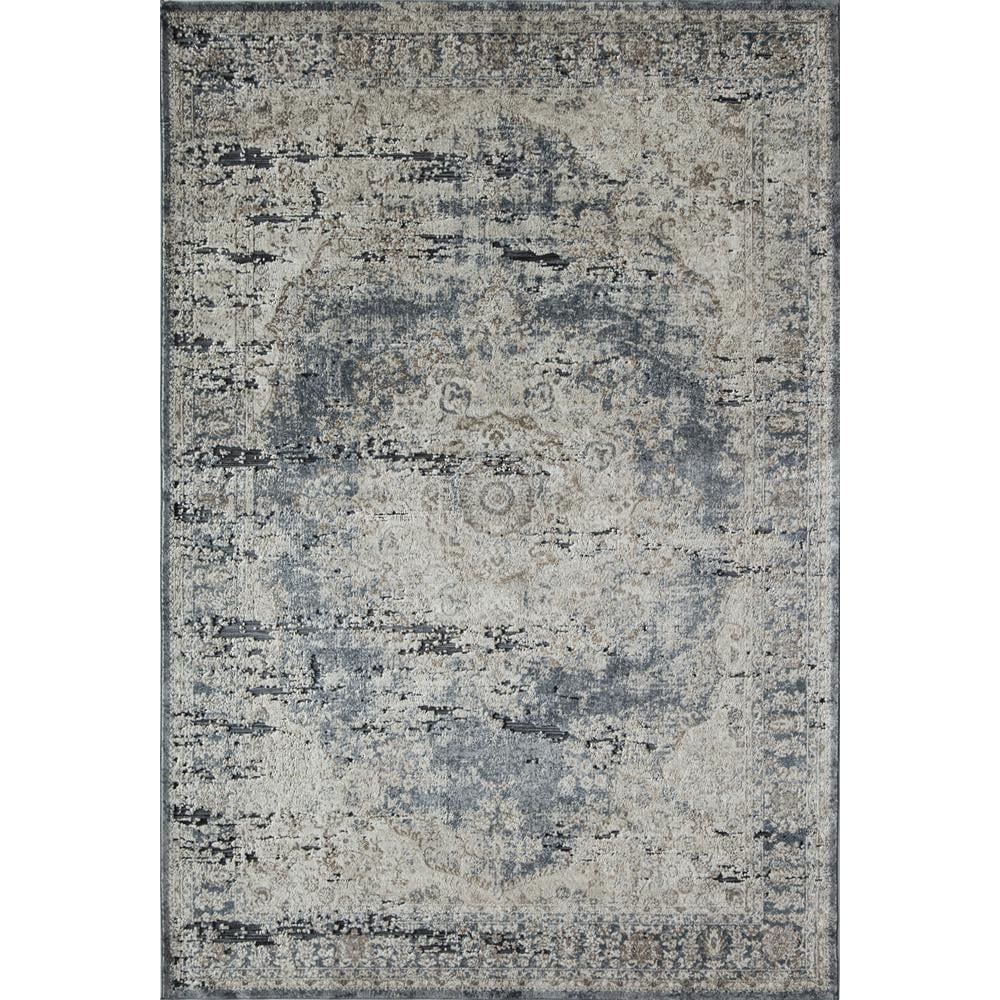 Cambridge Blue and Tan Synthetic Rectangular Area Rug, 8' x 10'