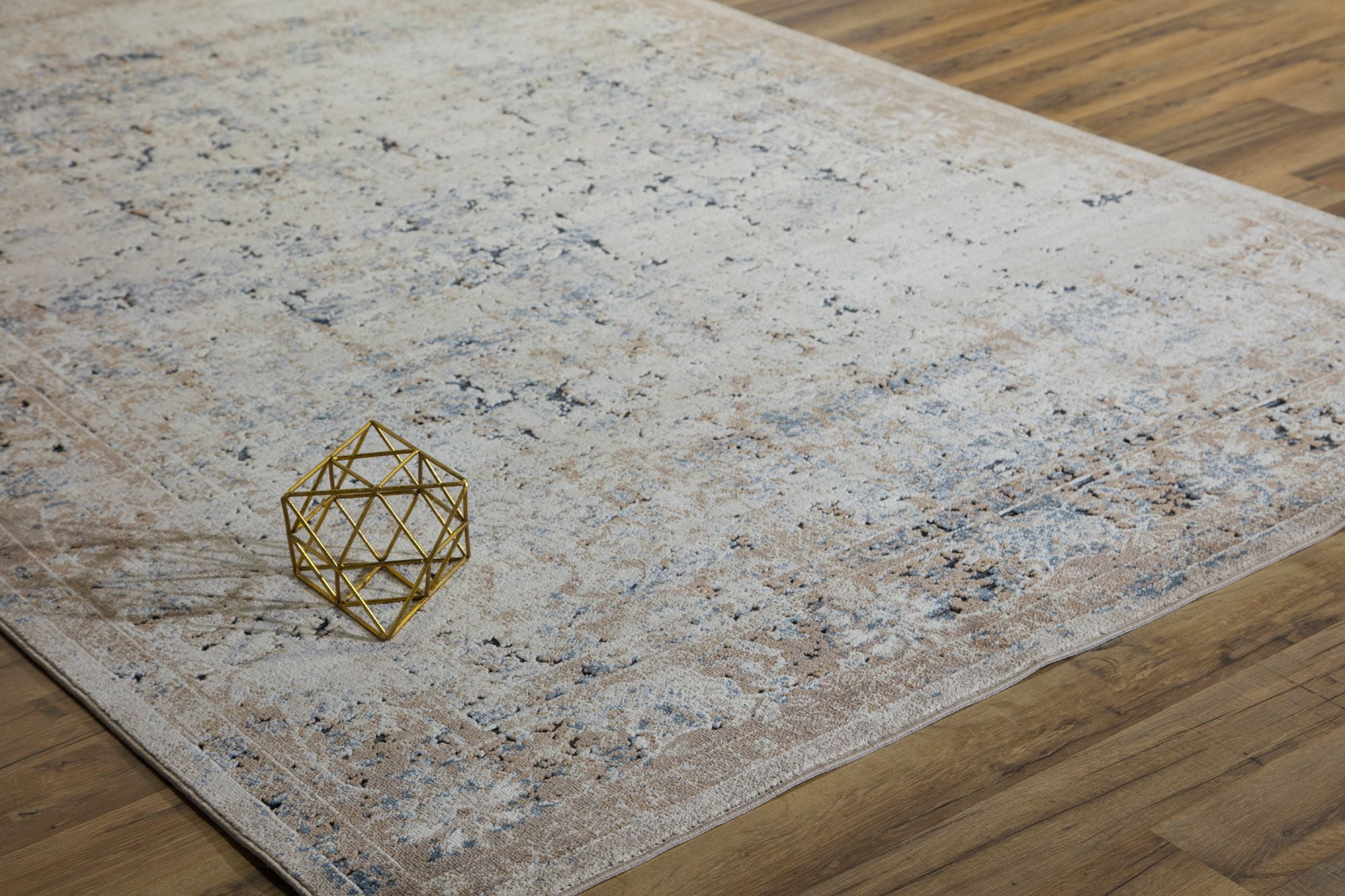 Ivory and Tan Transitional Abstract Area Rug