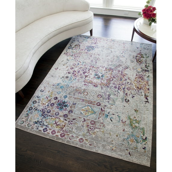 Rugs America Celine Collection Faded grey CE10A Bohemian Distressed Area Rug 5'0"x7'0"