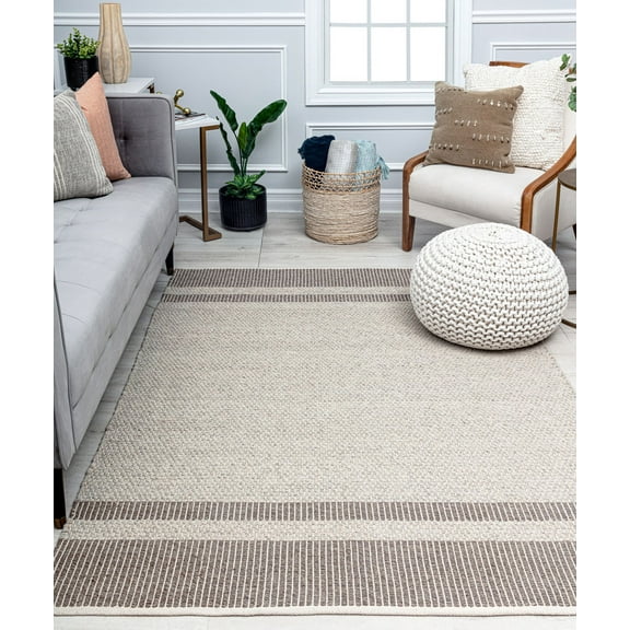 Rugs America Daphina DN10E Grayscale Border Farmhouse Cream Area Rug, 50x70