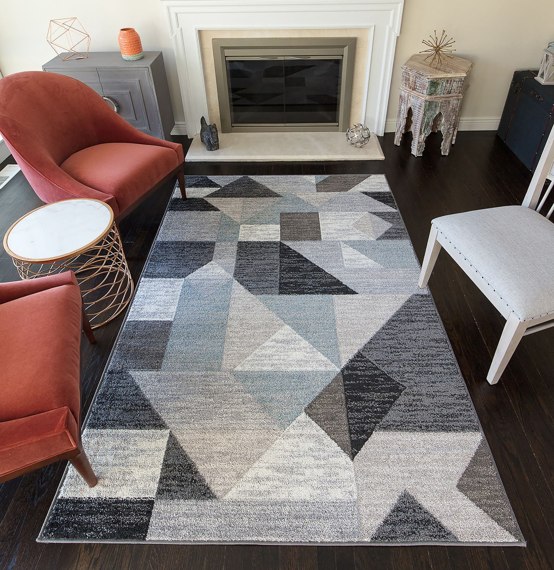 Rugs America Devon Collection Abstract Hues DV30A Moroccan Geometric Area Rug 9' x 12'