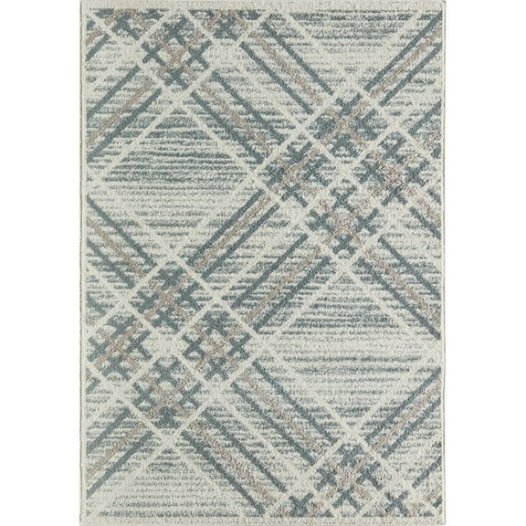 Rugs America Devon Collection White Overlay DV10A Moroccan Geometric Area Rug 9' x 12'