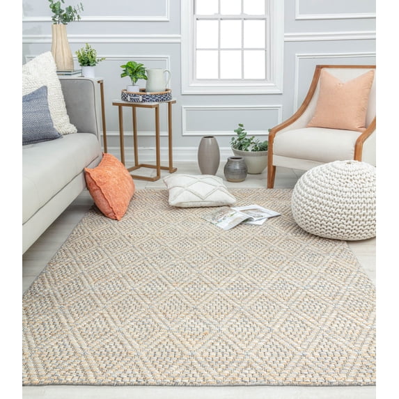 Rugs America Double Diamond DB10A Textured/Diamond Farmhouse Cream Area Rug, 2’0”x3’0”