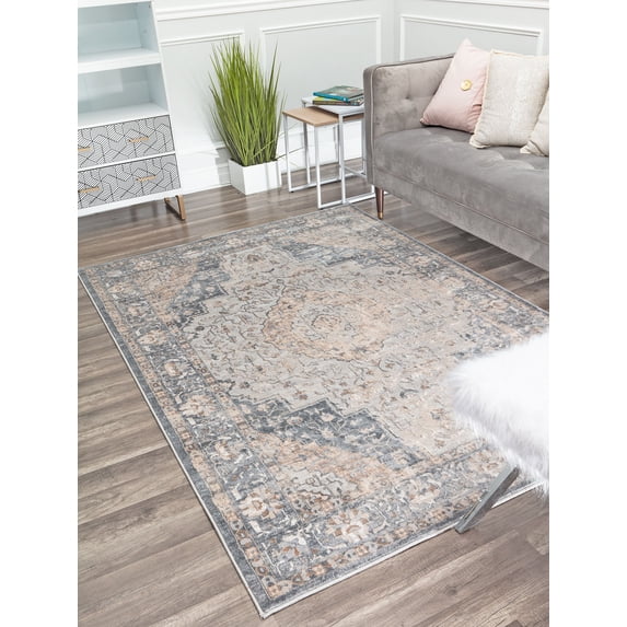 Rugs America Emali EA30A Taupe Grey Vintage Farmhouse Taupe Area Rug, 5'x7'