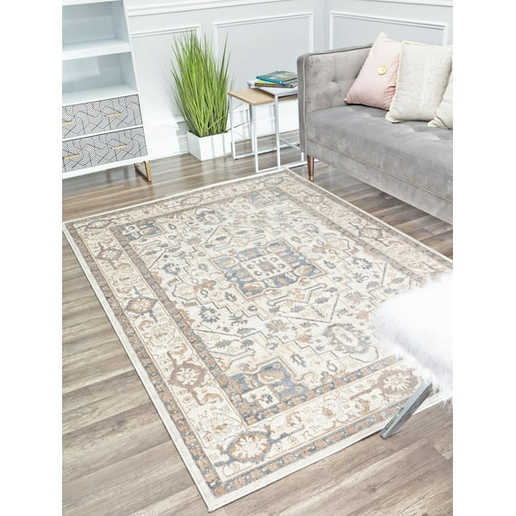 Rugs America Emali EA35A Desert Sand Vintage Farmhouse Beige Area Rug, 5'x7'