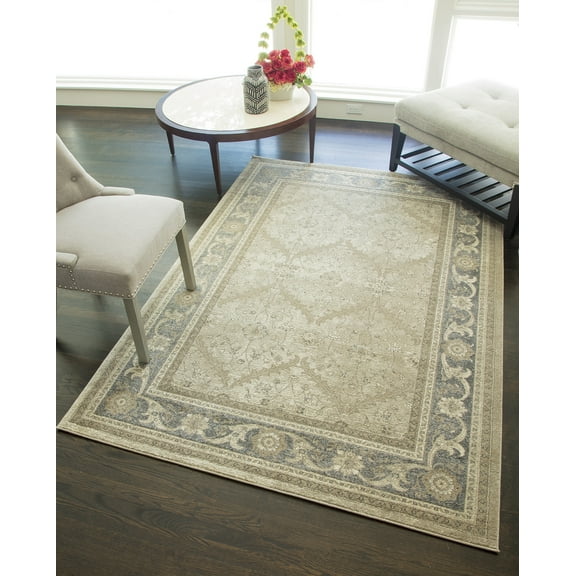 Rugs America Estelle Collection Ivory grey ET100B Transitional Oriental Area Rug 2'2" x 7'6"