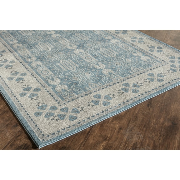 Rugs America Estelle Collection Seafoam Ivory ET150A Transitional Oriental Area Rug 2'2" x 7'6"