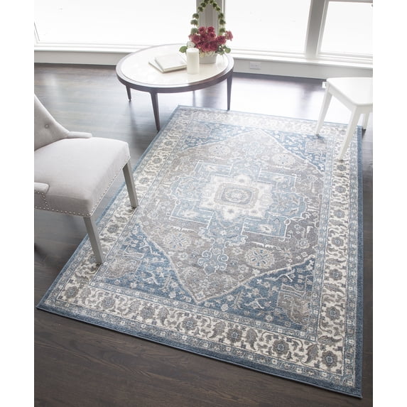 Rugs America Estelle 7'10" x 9'10" Rug in Gray Blue