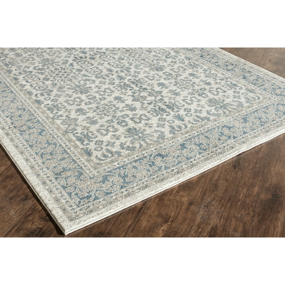 Rugs America Estelle Rectangular Florals Transitional Area Rug, Blue