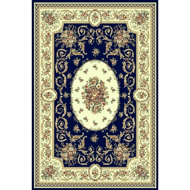 Rugs America Faith 4277-NAV Medallion Navy European Traditional Blue Area Rug, 6'7"x9'6"