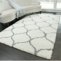 Rugs America Feather Shag Collection Ivory grey Links FH200C Contemporary Geometric Area Rug 8' x 10'