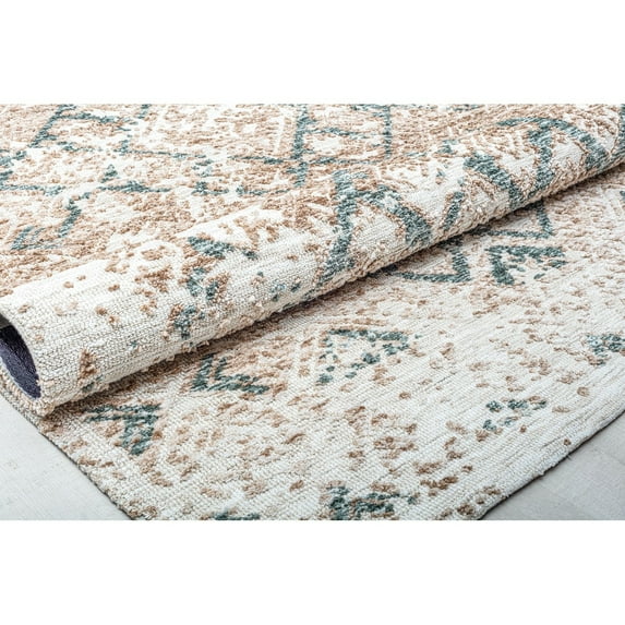 Rugs America GA15B Positive Pursuit Abstract/Geometric Vintage White Area Rug, 5’0”x7’0” Ideal for Living Room, Bedroom, Dining Room and More