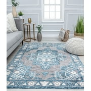 Rugs America GA30A Blue Wonder Tribal Bohemian Blue Area Rug, 5’0”x7’0” Ideal for Living Room, Bedroom, Dining Room and More