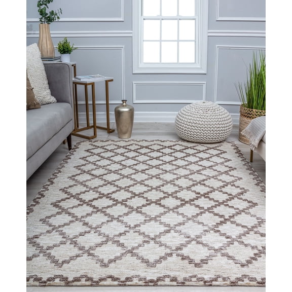 Rugs America GA45A Royal Ivory Diamond/Trellis Modern Cream Area Rug, 2'0"x3'0" Ideal for Living Room, Bedroom, Dining Room and More