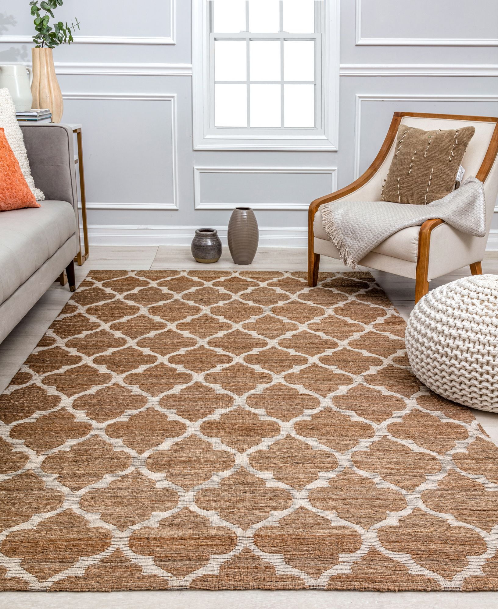 Rugs America GN25A Fancy Trellis Transitional Brown Area Rug, 5’0”x7’0”