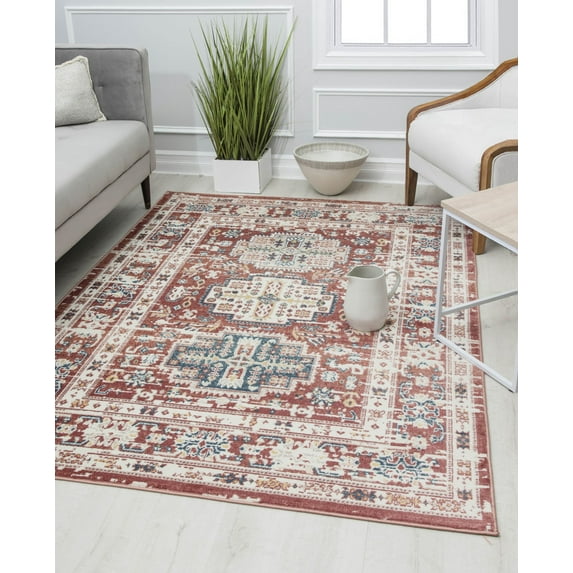 Rugs America Gallagher GL55B Cardinal Sundara Vintage Transitional Area Rug, 8'x10'