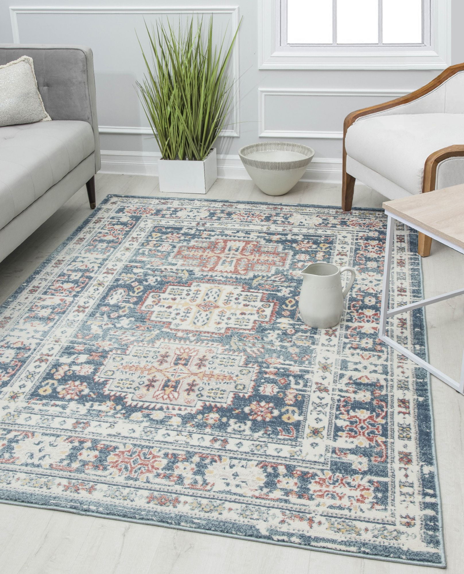 Rugs America Gallagher GL55C Prussian Sundara Vintage Transitional Area Rug, 5'3"x7'