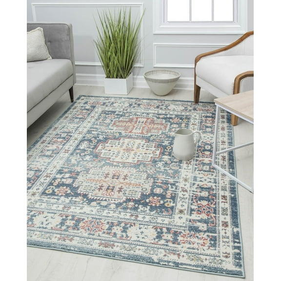 Rugs America Gallagher GL55C Prussian Sundara Vintage Transitional Area Rug, 5'3"x7'