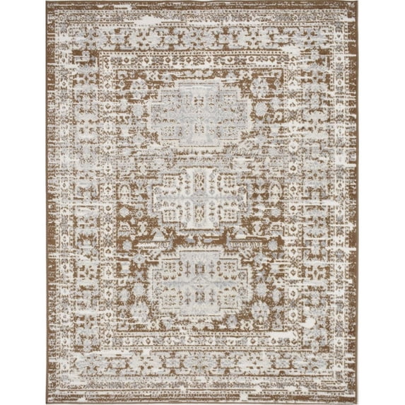 Rugs America Gallagher GL55E French Vanilla Sundara Vintage Transitional Brown Area Rug, 5'3"x7'