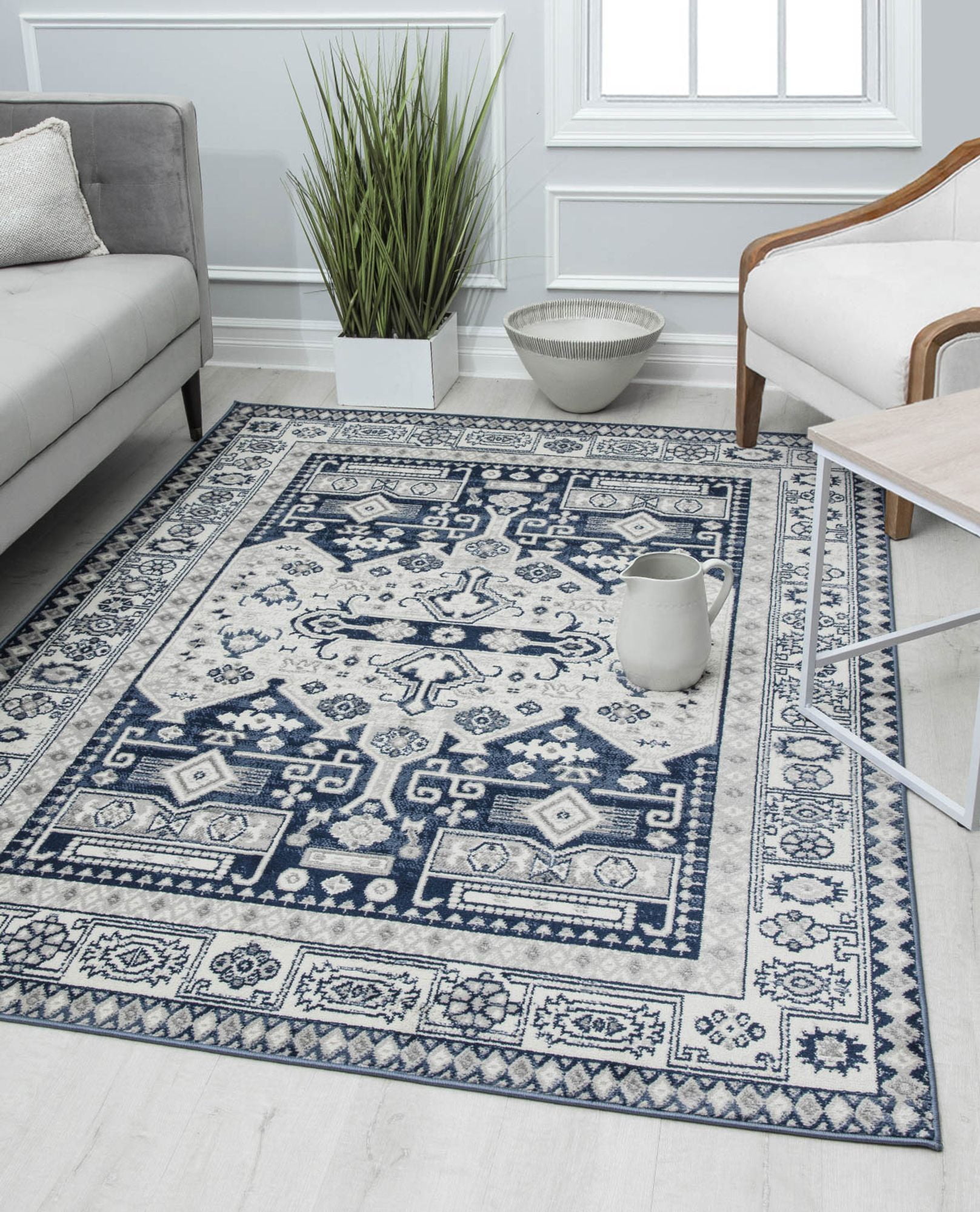 Rugs America Gallagher GL60C Navy Koti Vintage Transitional Area Rug, 2'6"x4'