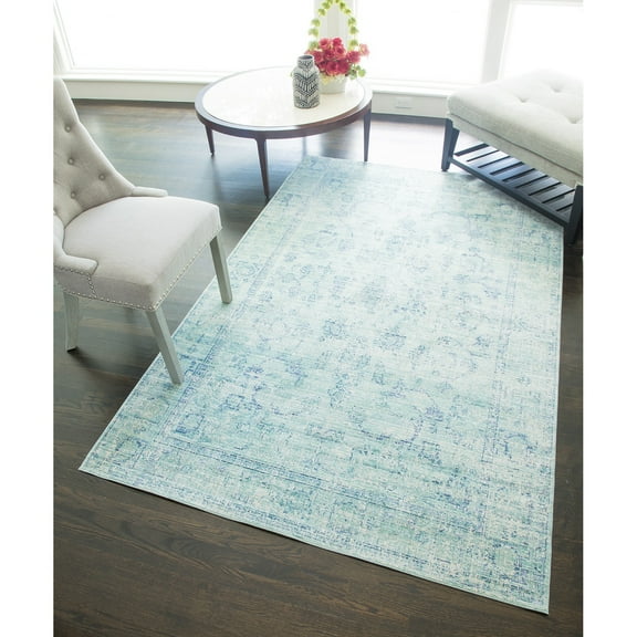 Rugs America Goddess Purple Floral Area Rug Blue