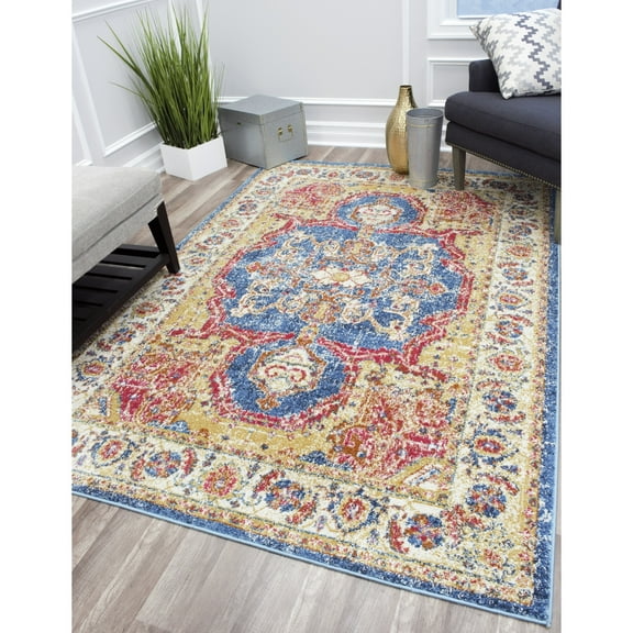 Rugs America Greyson Collection Blue Gold Vintage GY10A Vintage traditional Area Rug 8' x 10'