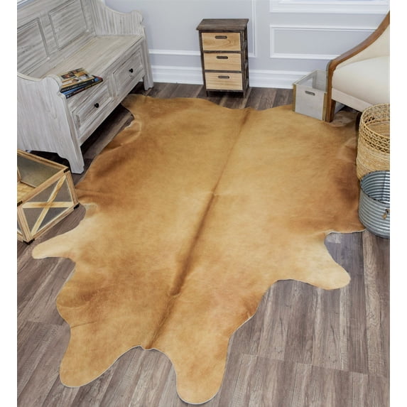 Rugs America Hand Curated Cowhide Collection Natural Solid Beige 24 HC24 Contemporary Animal Area Rug 6'x8'