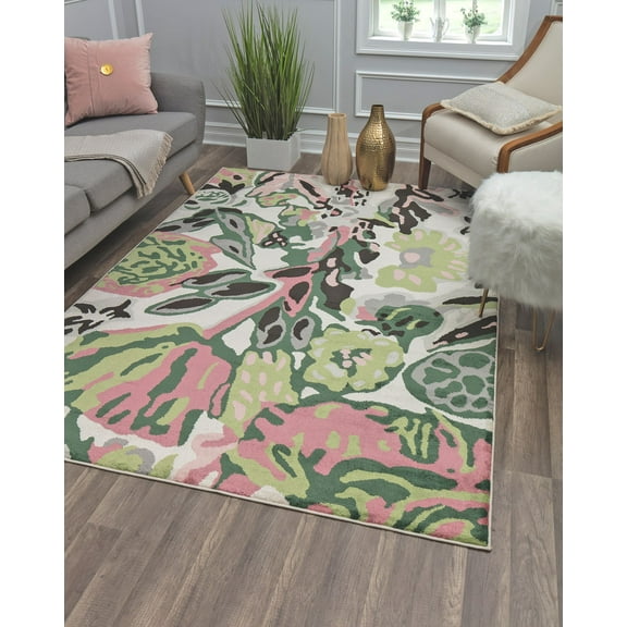 Rugs America Hanna VA15B May Flowers Floral Transitional White Area Rug, 9'x12'