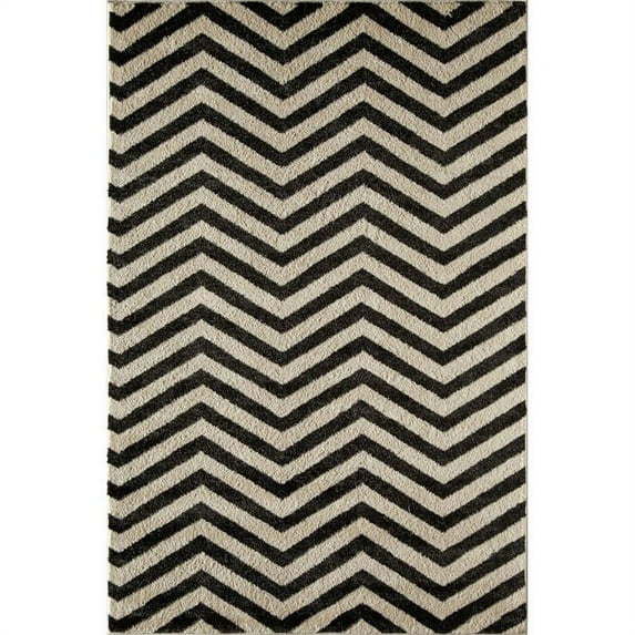 Rugs America Hudson 2'0" x 2'11" Rug in Black Chevron