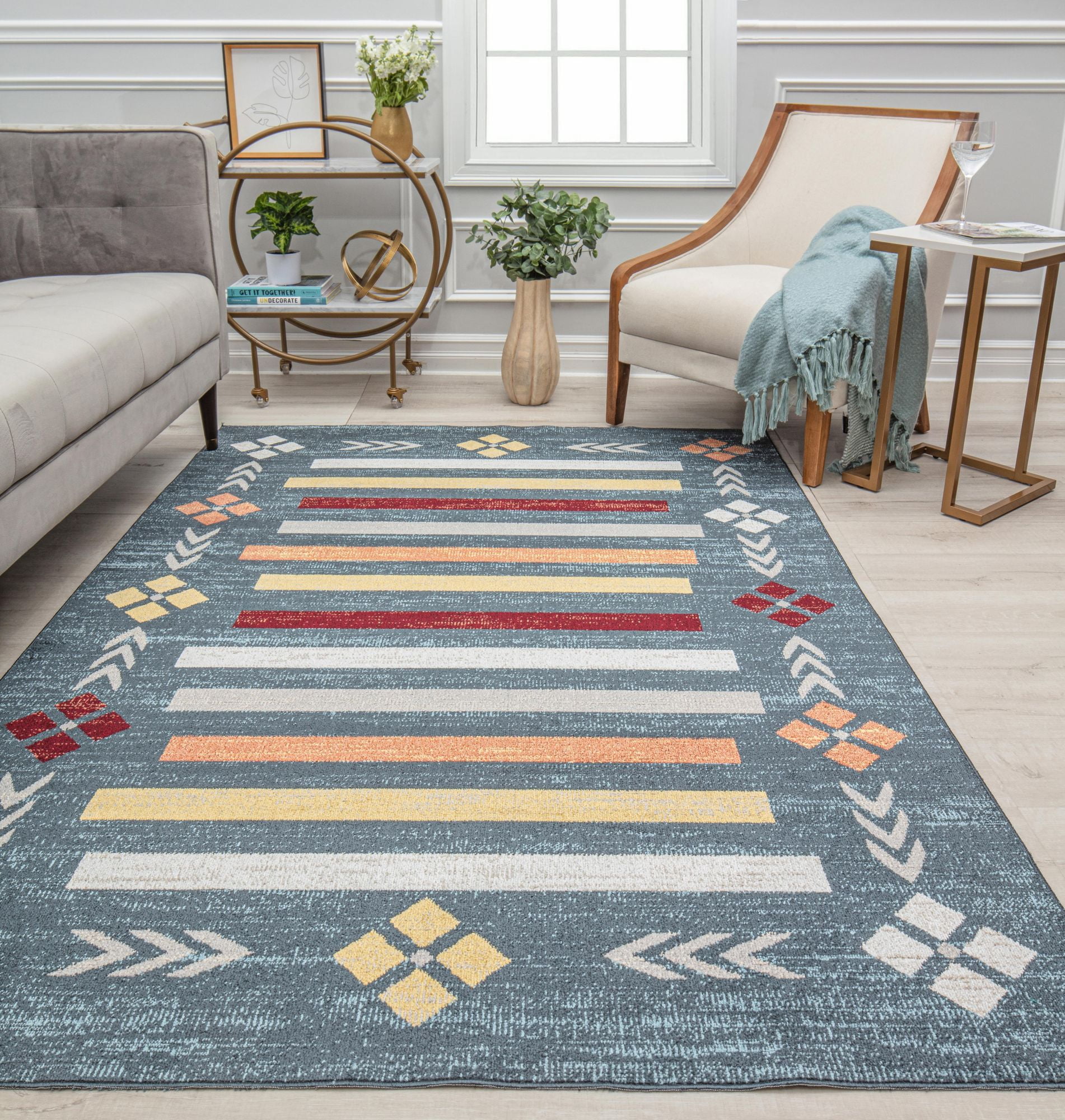 Rugs America Jaelyn JD10A Blue Harmony Tribal Bohemian Blue Area Rug, 2'6" x 4'