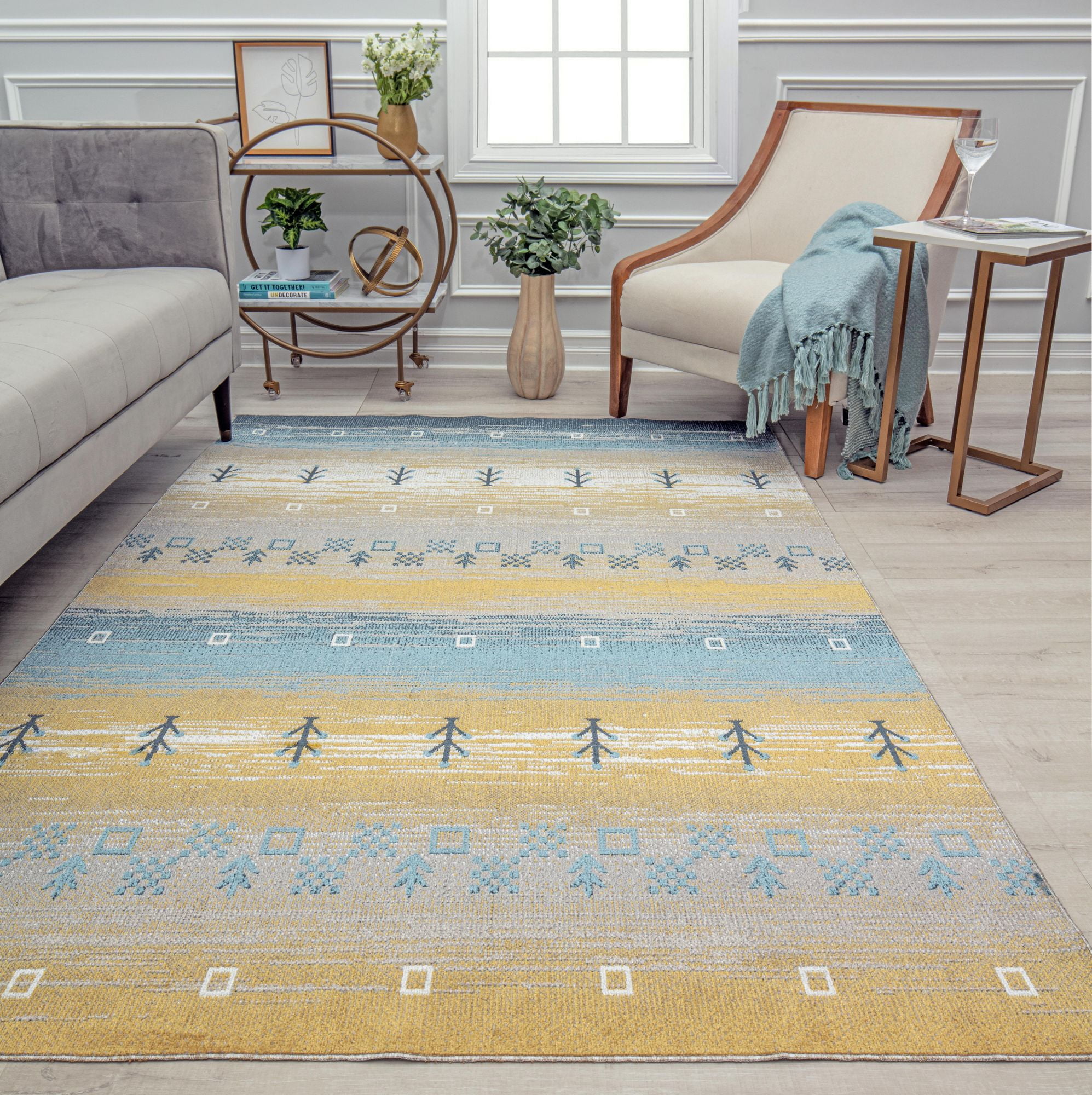 Rugs America Jaelyn JD20A Cool Horizon Tribal Bohemian Yellow Area Rug