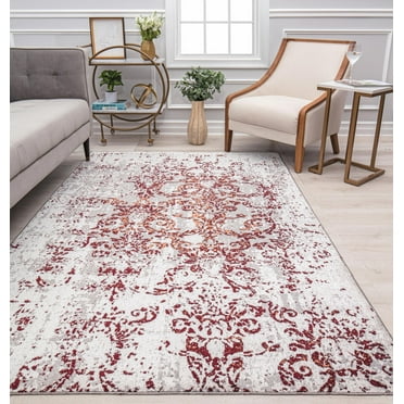 Rugs America Jaelyn JD30B Polar Symphony Distressed Transitional White Area Rug, 2'6" x 8'