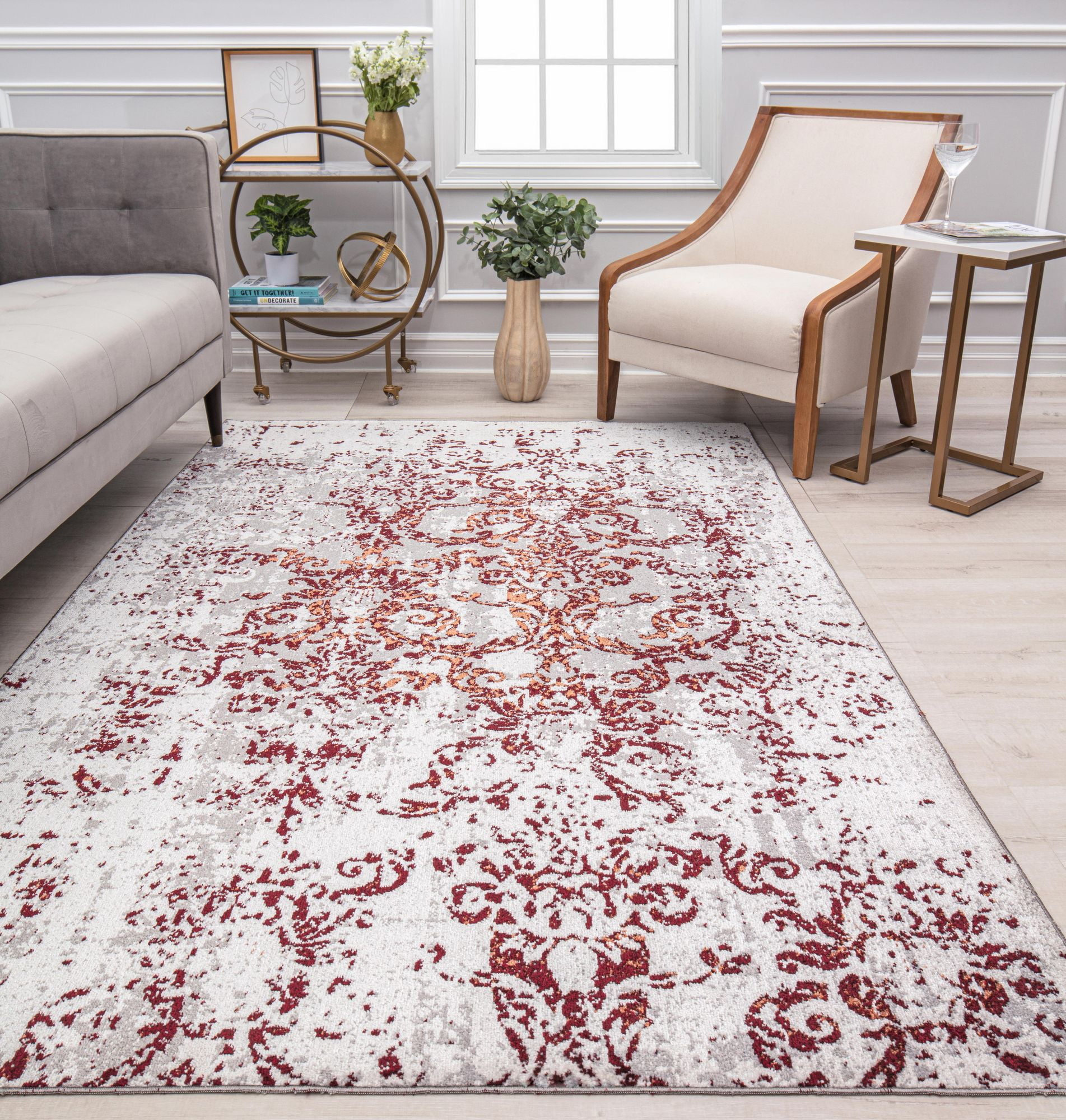 All White Rugs Rugs America Jaelyn JD30B Polar Symphony Distressed Transitional White ...