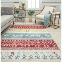 Rugs America Jaelyn JD40A Cape Patchwork Tribal Bohemian Red Area Rug, 5'3" x 7'0"
