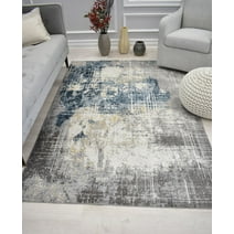 Rugs America Jaelyn JD45A Silent Night Distressed Transitional White Area Rug, 5'3" x 7'0"