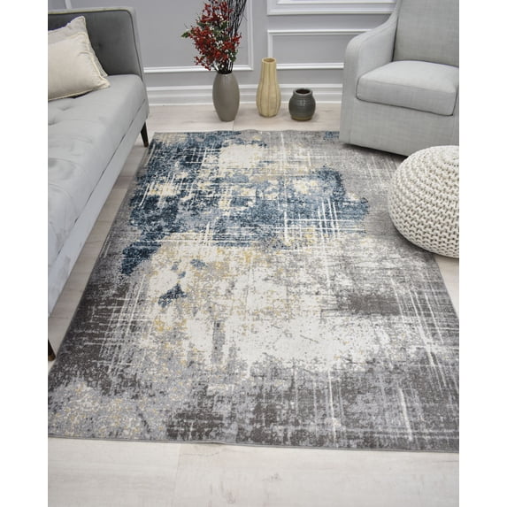 Rugs America Jaelyn JD45A Silent Night Distressed Transitional White Area Rug, 8'0"X10'0"