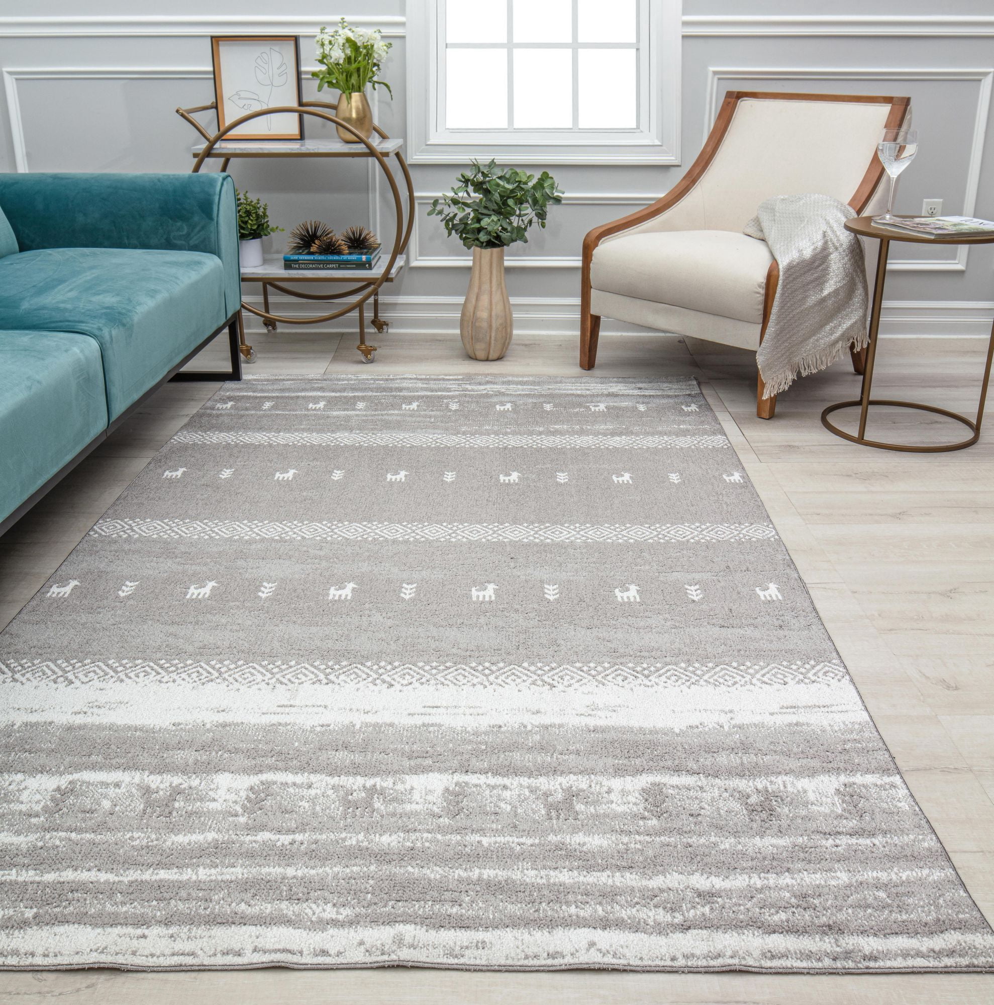 Rugs America Jaelyn JD60A Coastline Constellation Tribal Bohemian Gray Area Rug, 2'6" x 8'