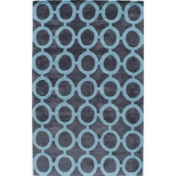 Rugs America Jourdan Collection Navy Blue 6205A Contemporary Geometric Area Rug 5' x 8'