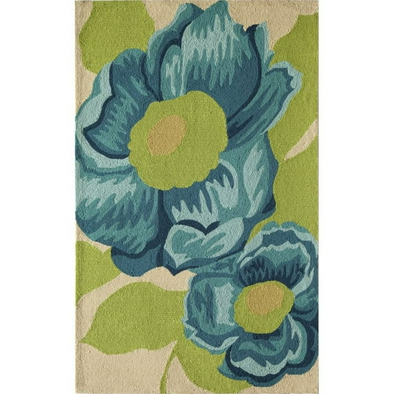 Rugs America Lenai Blue Camellia 3410A Rug - (2 Foot 6 Inch x 3 Foot 6 Inch)