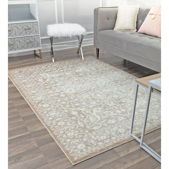 Rugs America Lennox LX20A Vanilla Oriental Transitional Cream Area Rug, 8'x10'